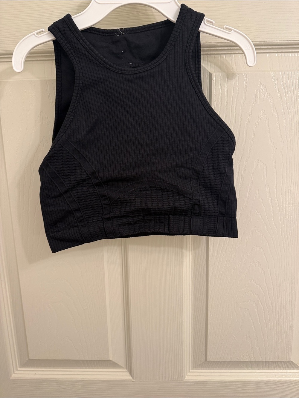 Fabletics Black Ribbed High-Neck Crop Top